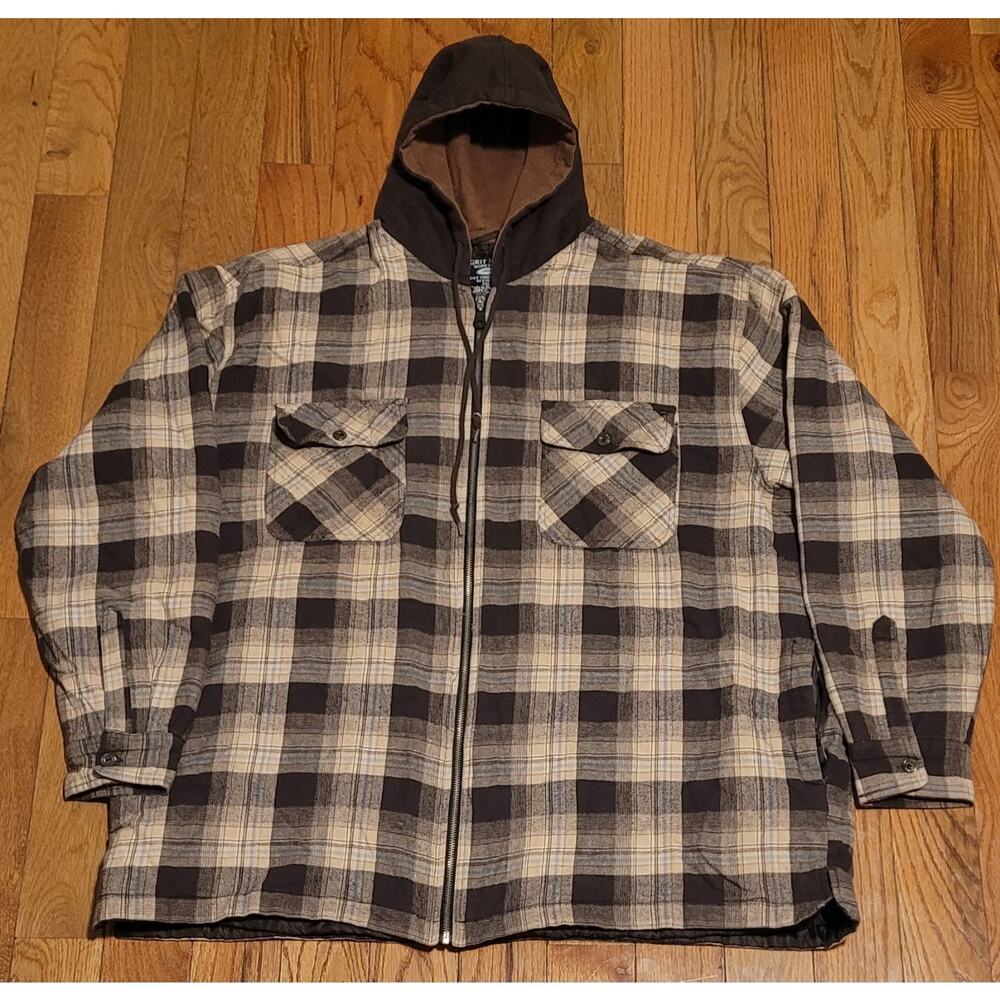 Grit Iron Workwear Men’s 2XL Plaid Flannel Heavy Duty Hooded Jacket